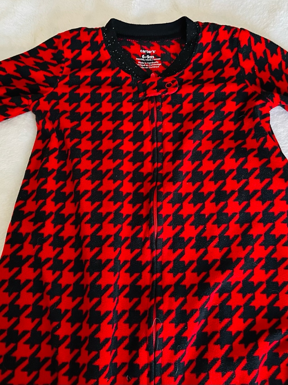Carter's Red and Black Houndstooth Bomber Jacket
